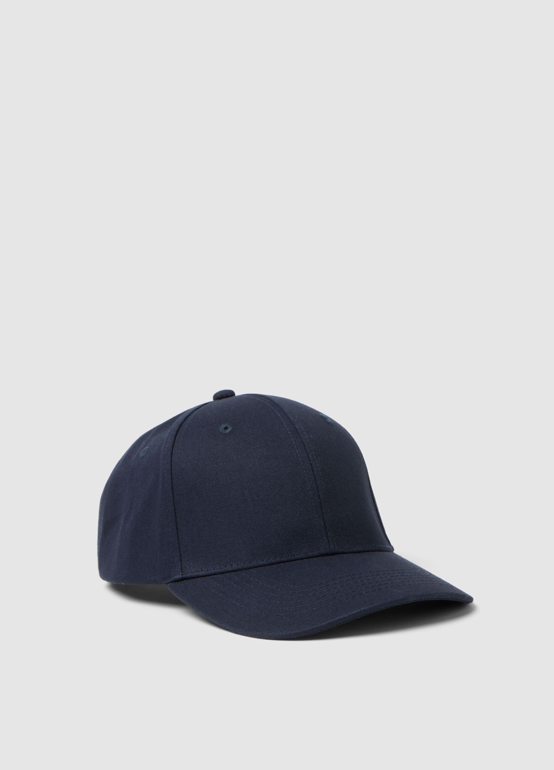 Blue pure cotton baseball cap with adjustable closure