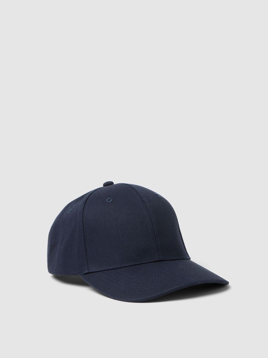 Cappello da baseball in puro cotone blu con chiusura regolabile_0