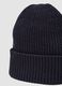 Blue knitted beanie with turn-up_2