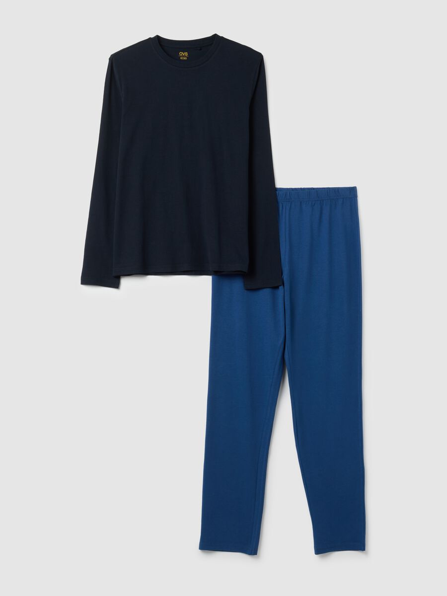 Blue pure cotton regular fit pyjamas_4