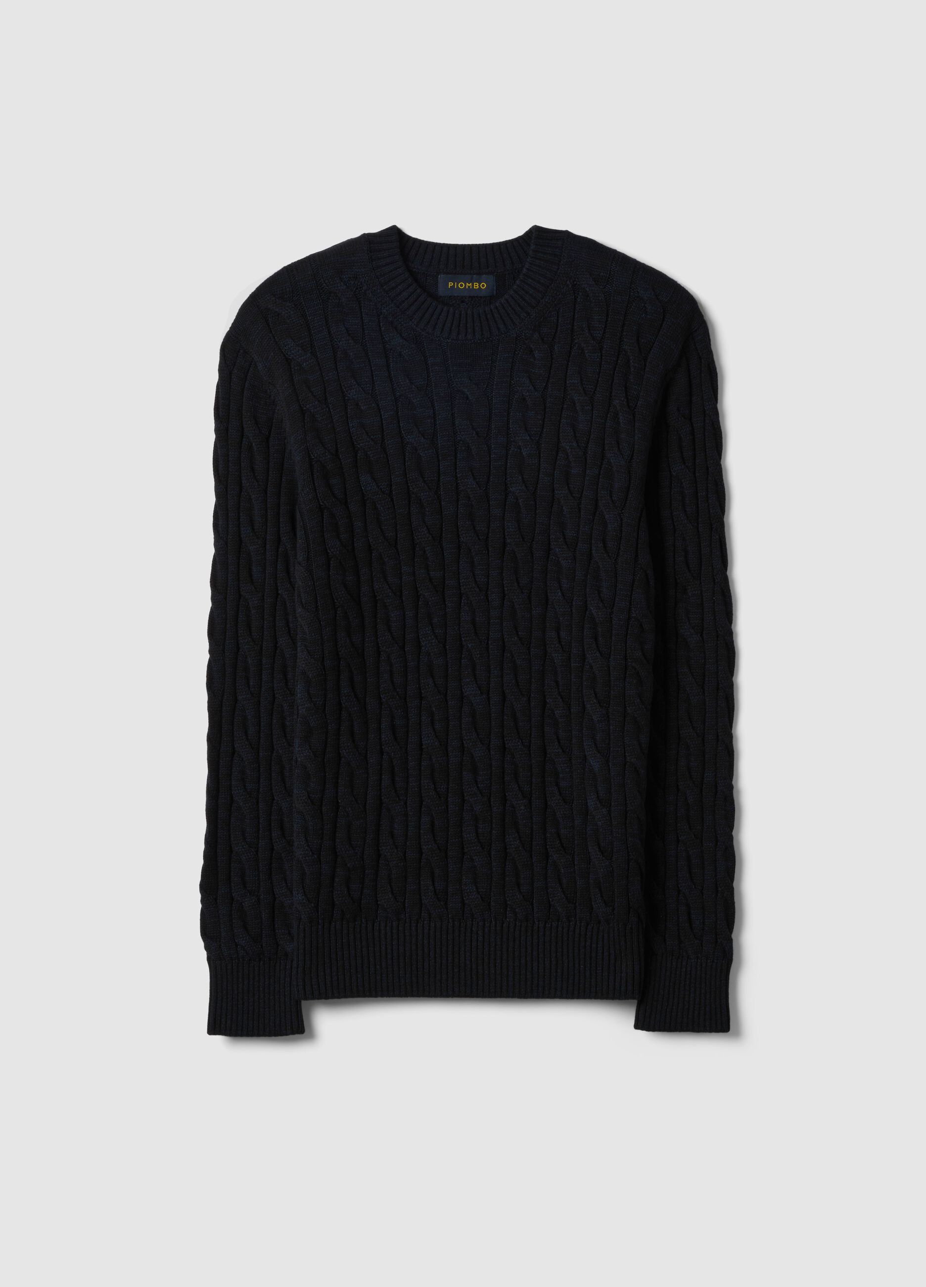 Blue pure cotton sweater with regular fit and woven design