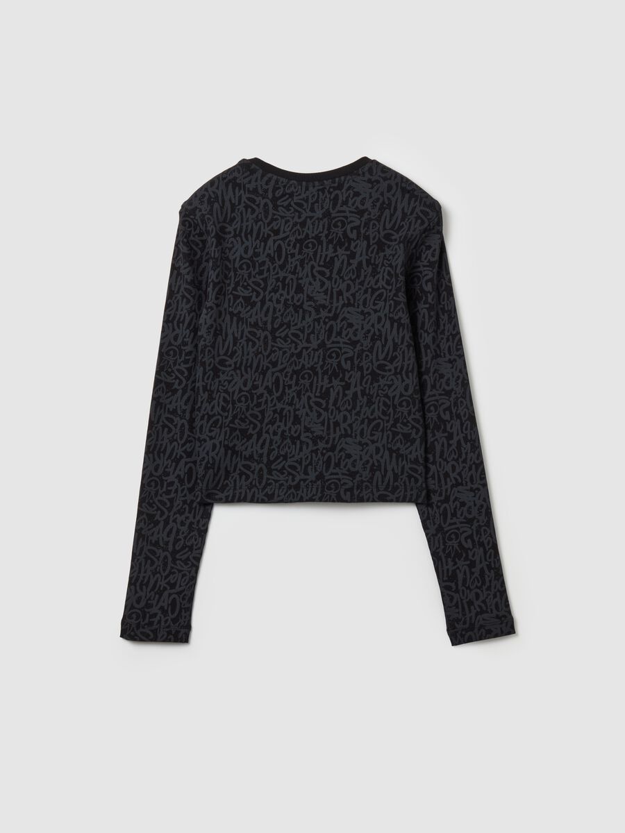 T-shirt with printed lettering and long sleeves_4