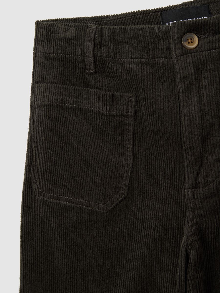 Black stretch cotton velvet trousers regular fit_5