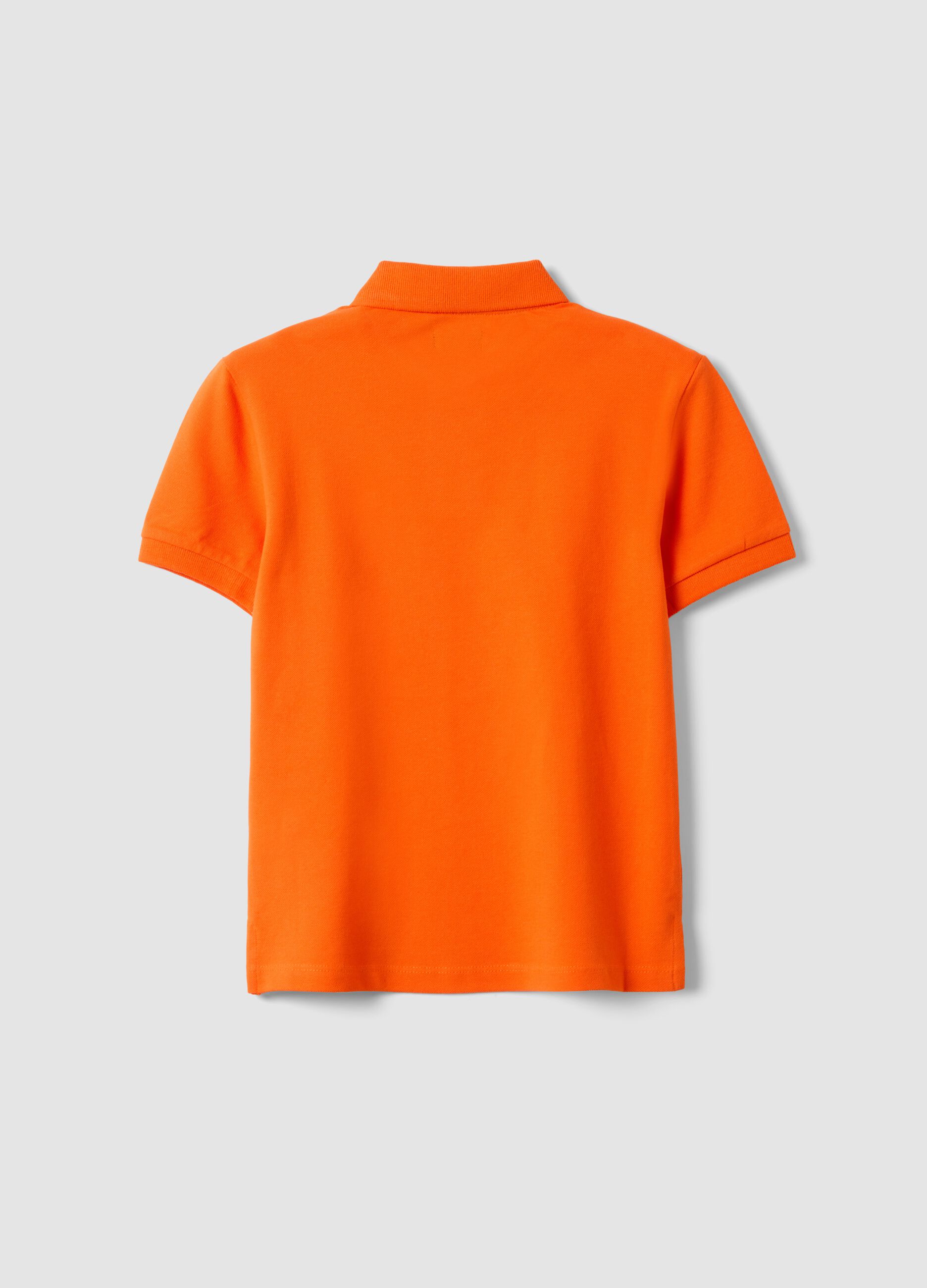 Orange stretch cotton polo for kids regular fit