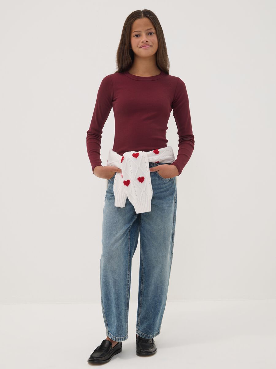 Jeans denim blu in puro cotone balloon fit_0