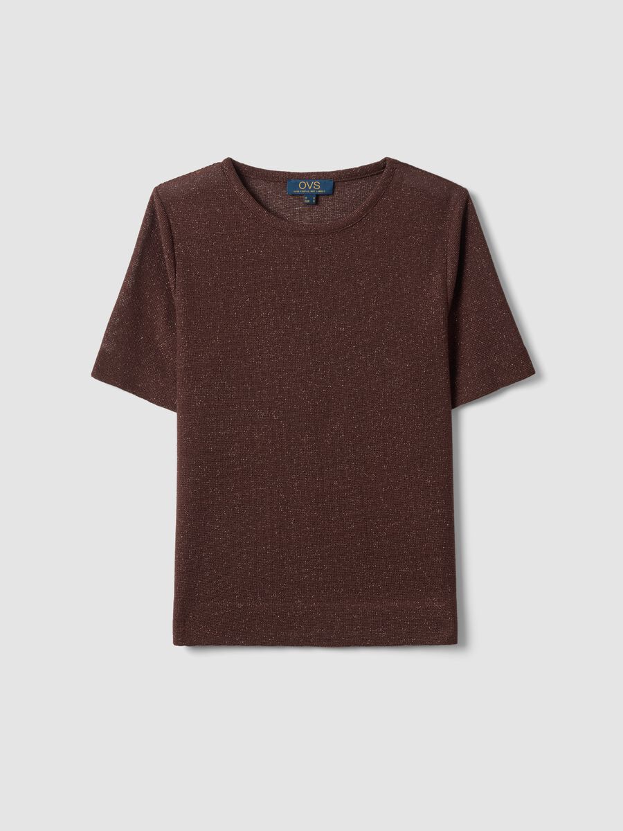 Brown short-sleeve viscose-blend T-shirt, regular fit_4