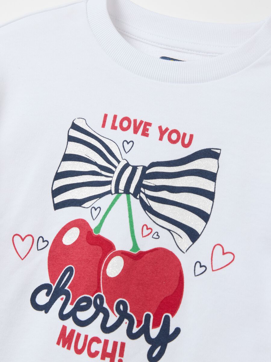 Sweatshirt with flounce and "I love you cherry much” print_2