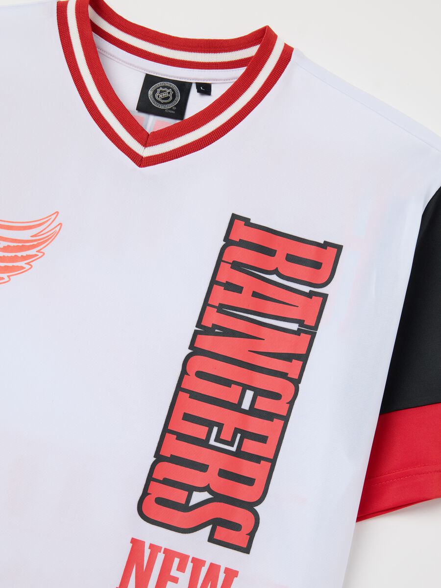 White and Red Short Sleeve T-shirt, Rangers Style_5