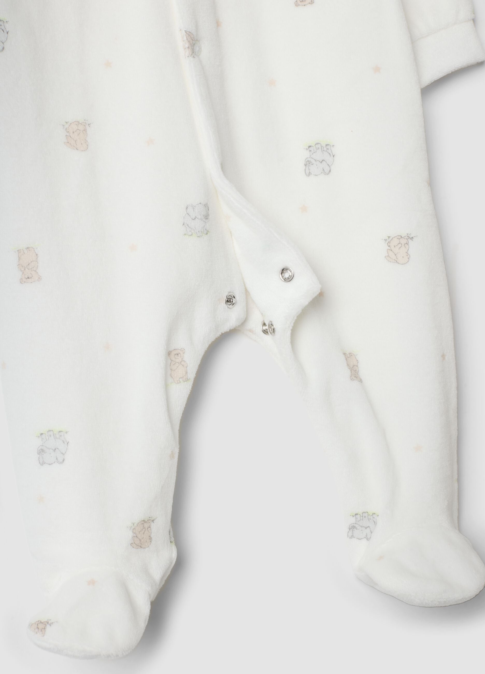 2-pack of ivory and light beige cotton-blend sleepsuits