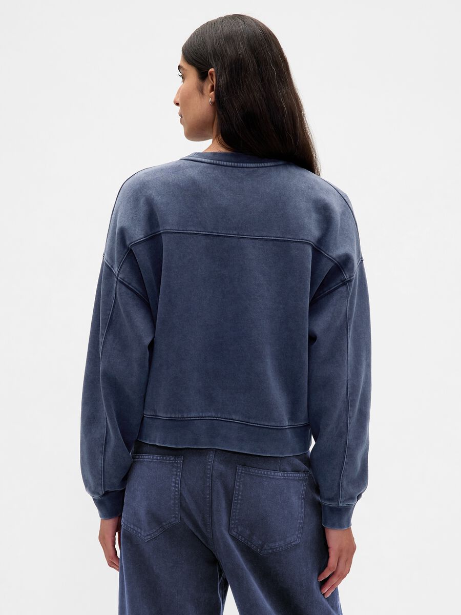 Blue Crew Neck Cotton Blend Sweatshirt_1