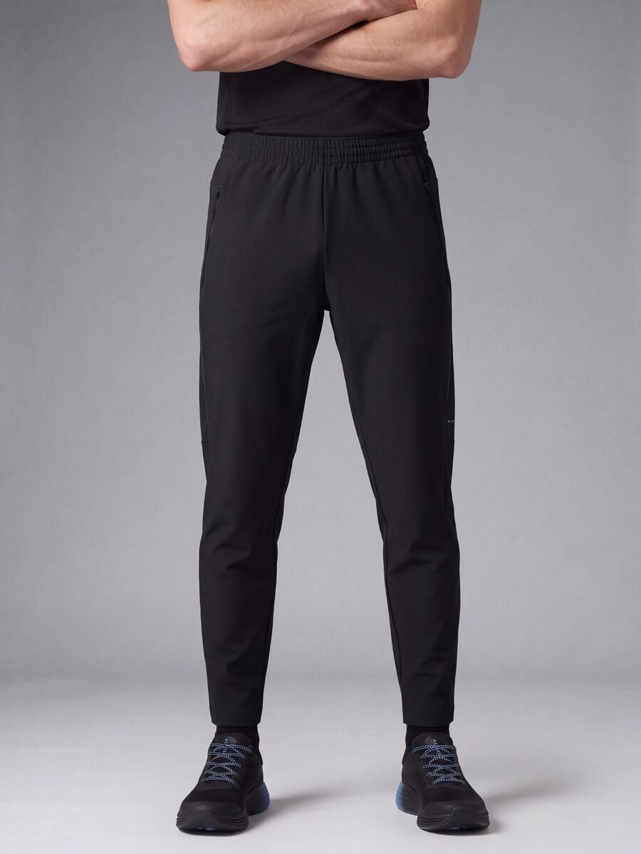 Pantaloni running neri in tessuto elasticizzato Easy Dry ALTAVIA_1