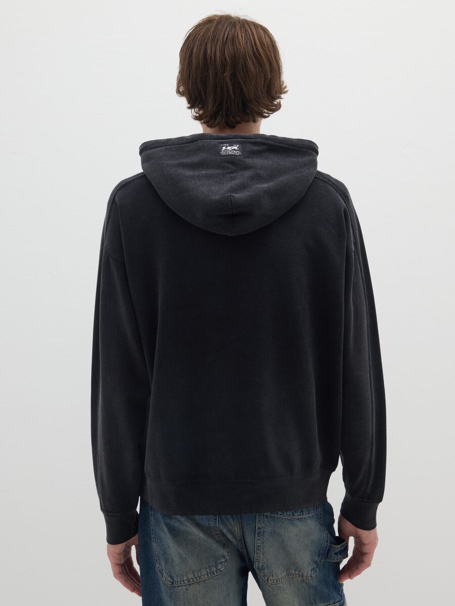 Felpa in misto cotone nero oversize_2