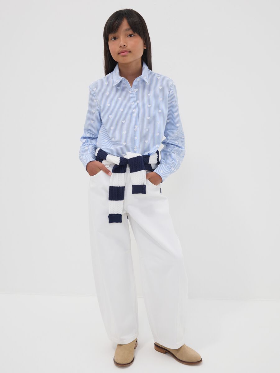 Girls&rsquo; white baggy pure cotton trousers_0