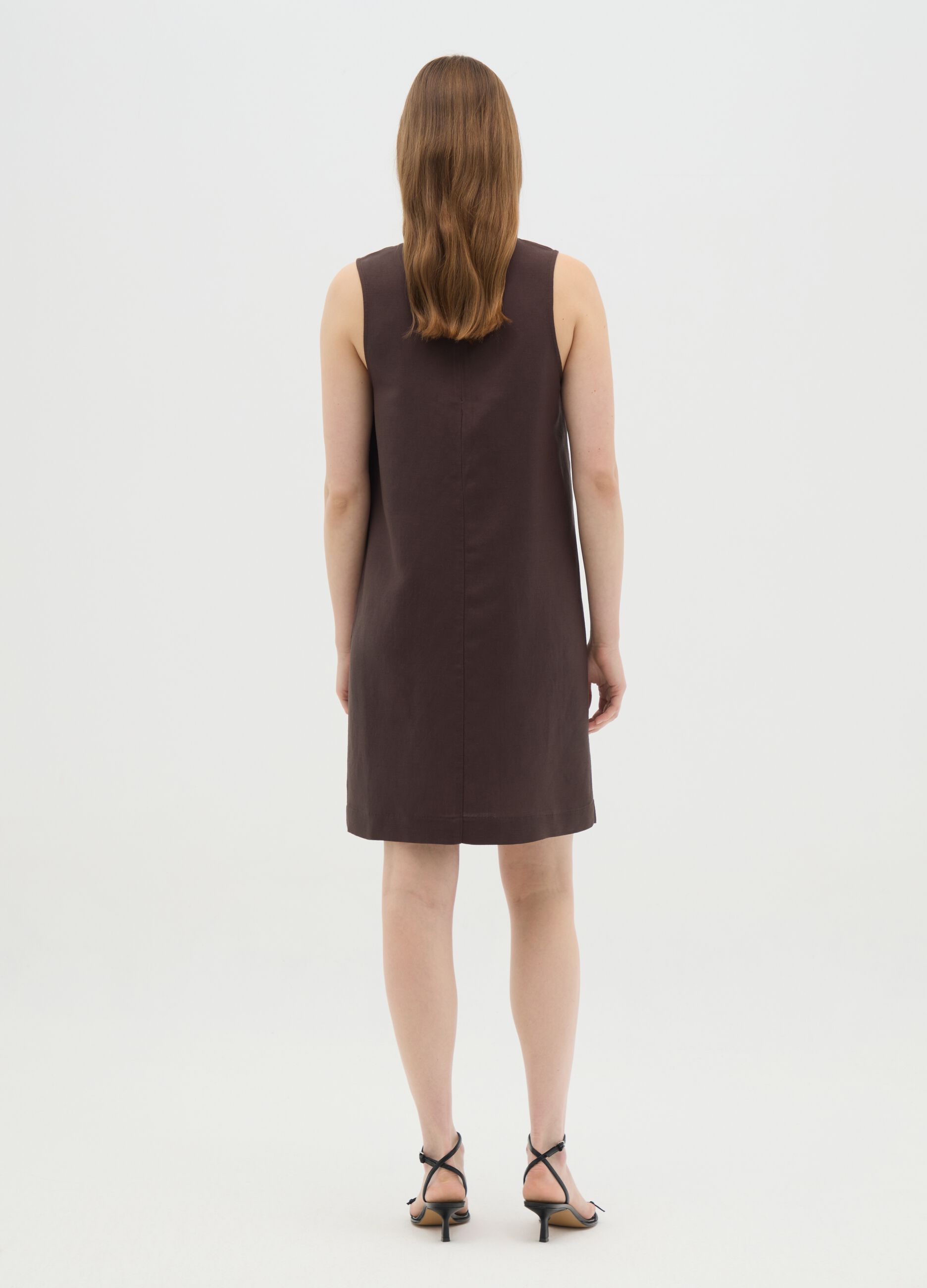 Abito da donna in misto marrone con zip