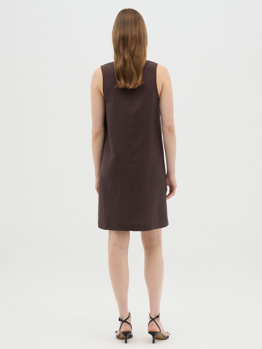 Women's brown mix dress with zip_3