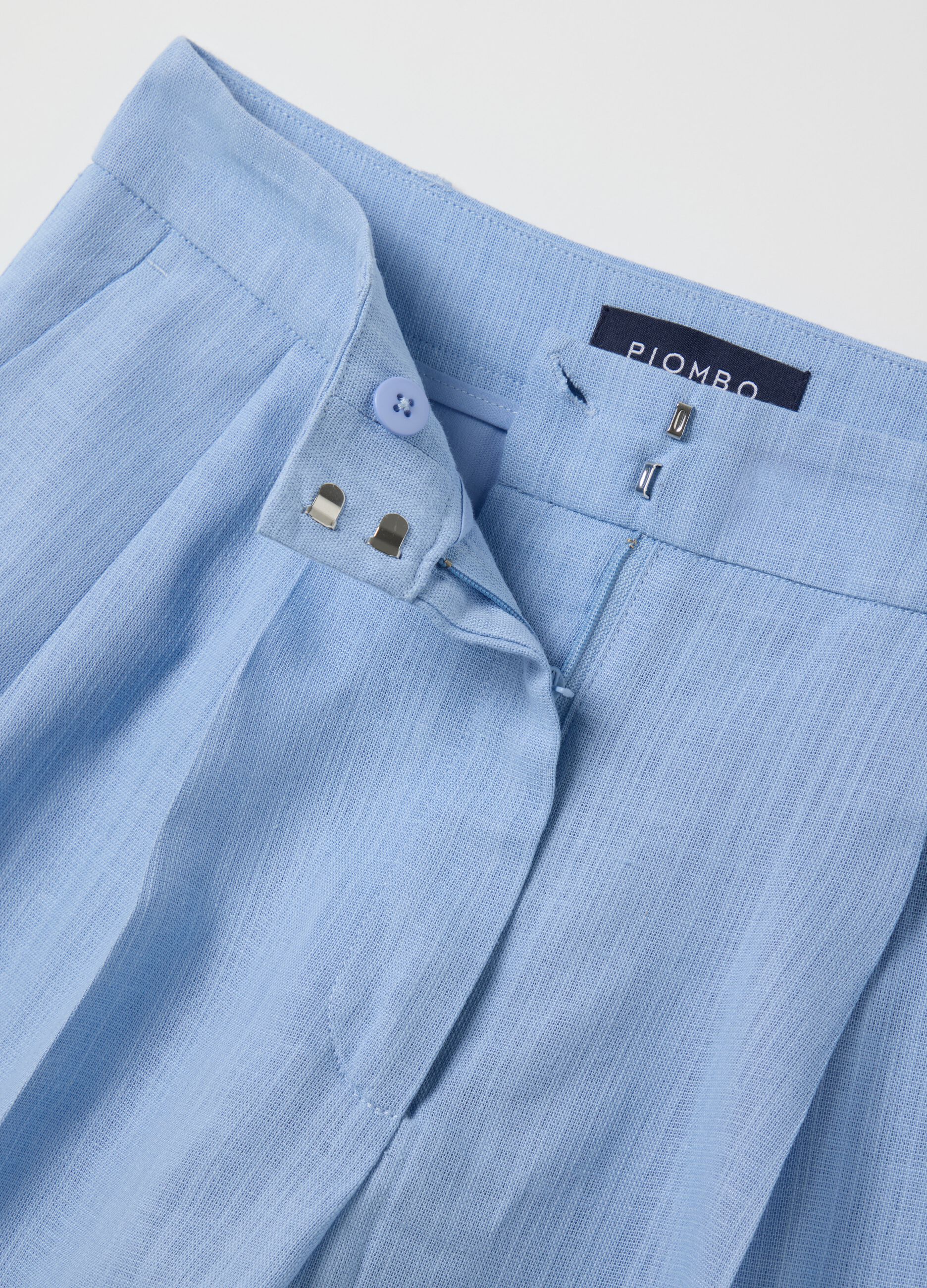 Bermuda da donna in misto cotone azzurri regular fit