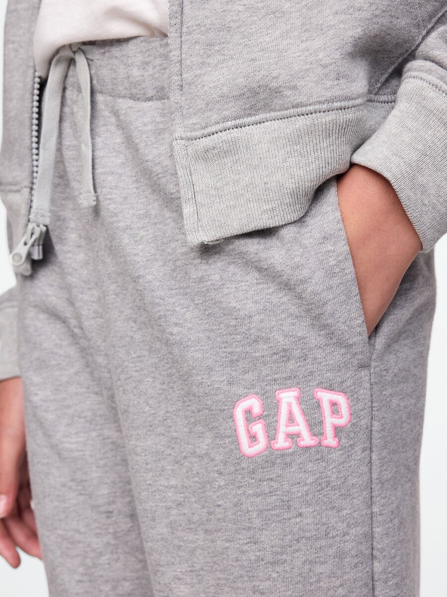 Grey joggers with drawstring and logo patch_3