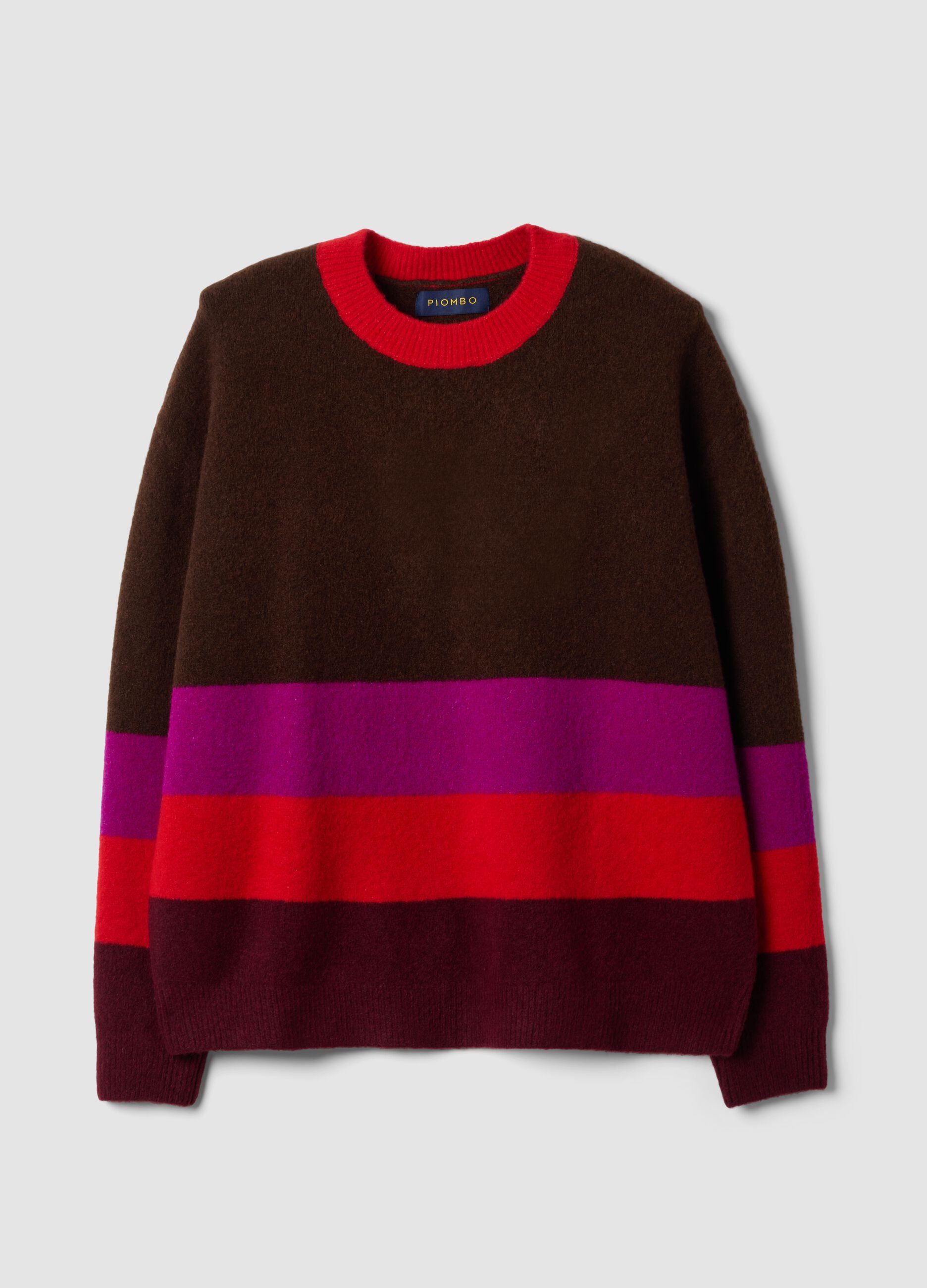 Dark brown striped stretch-wool crew-neck jumper