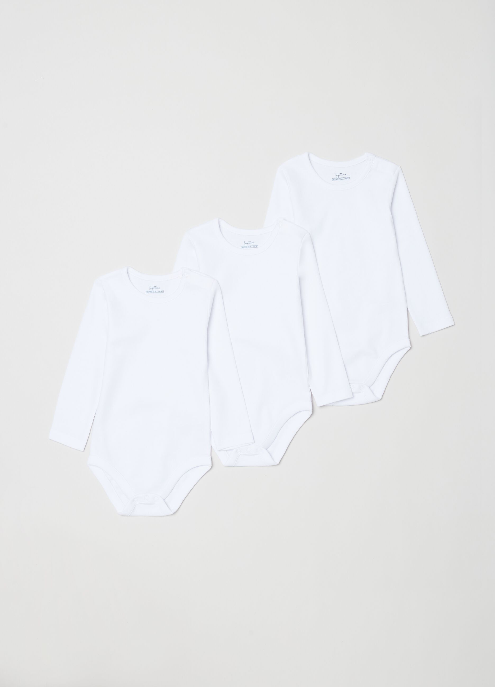 Tripack body a maniche lunghe in cotone
