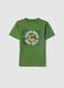 Green pure cotton regular fit T-shirt for children with print_0