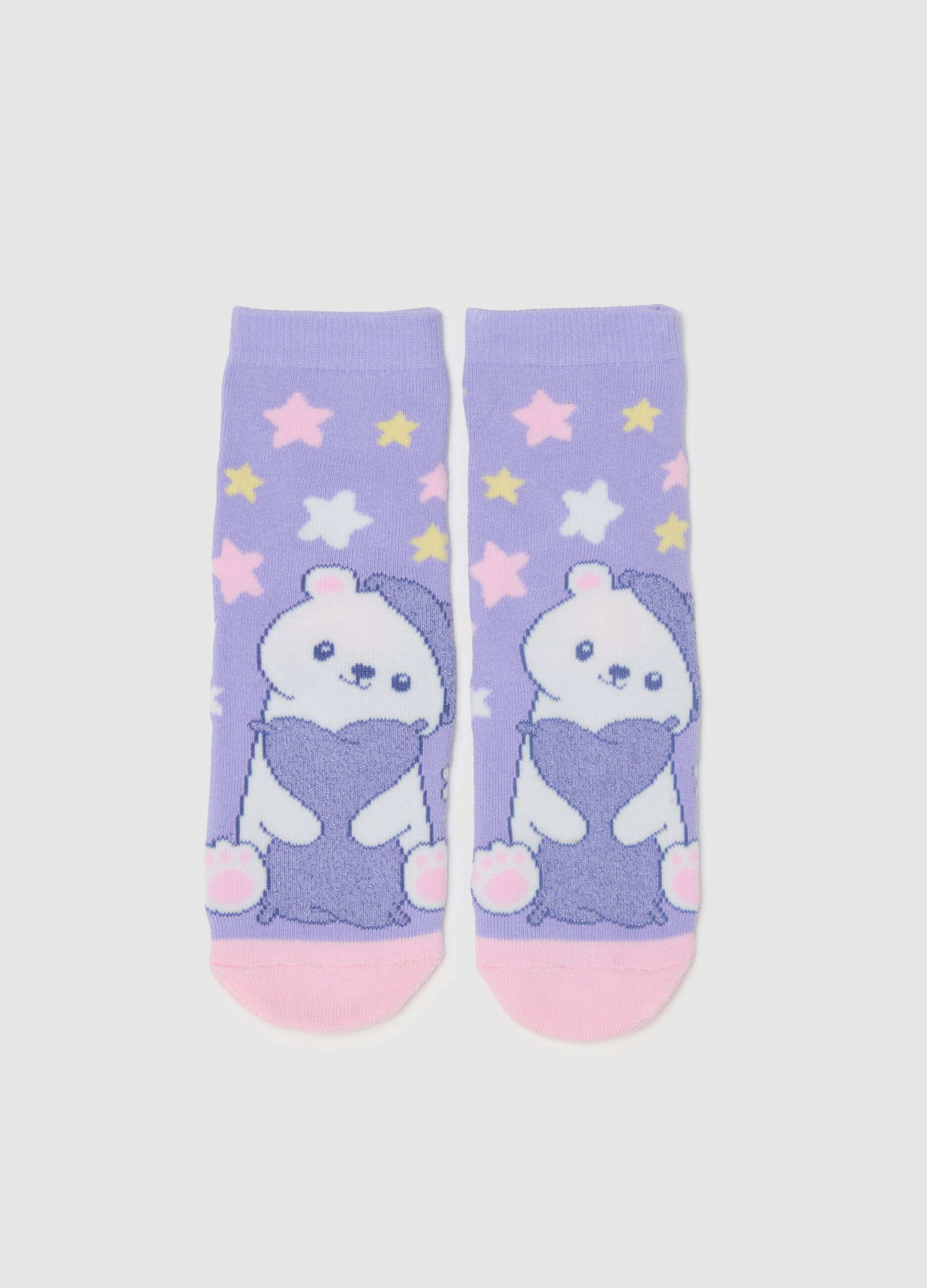 Girls' Multicolour Cotton Blend Non-Slip Socks