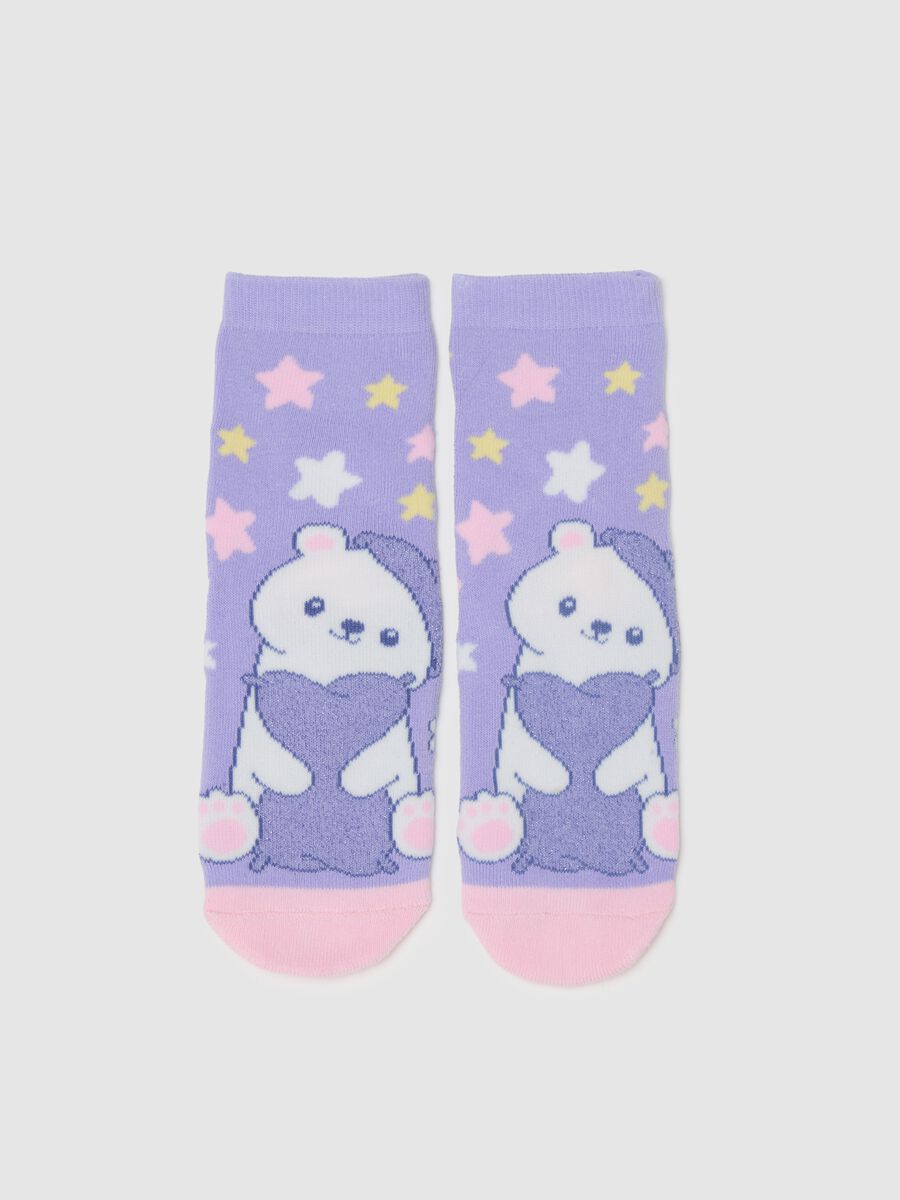 Girls' Multicolour Cotton Blend Non-Slip Socks_0