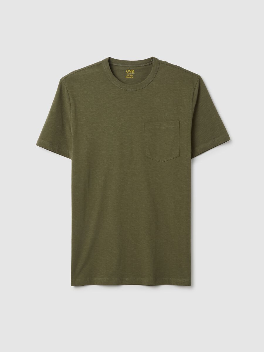 Men's regular fit green pure cotton T-shirt with pocket_4