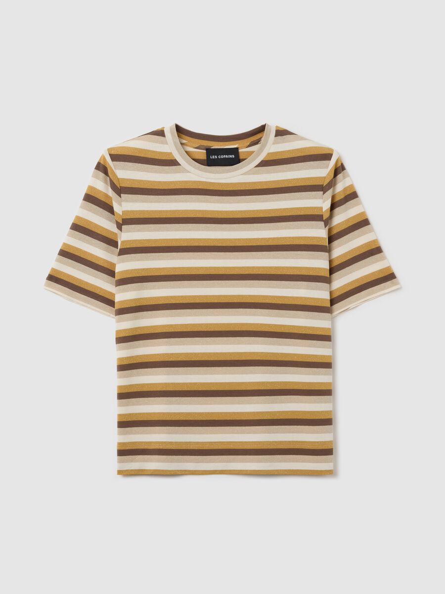 T-shirt a righe multicolore con lurex_0