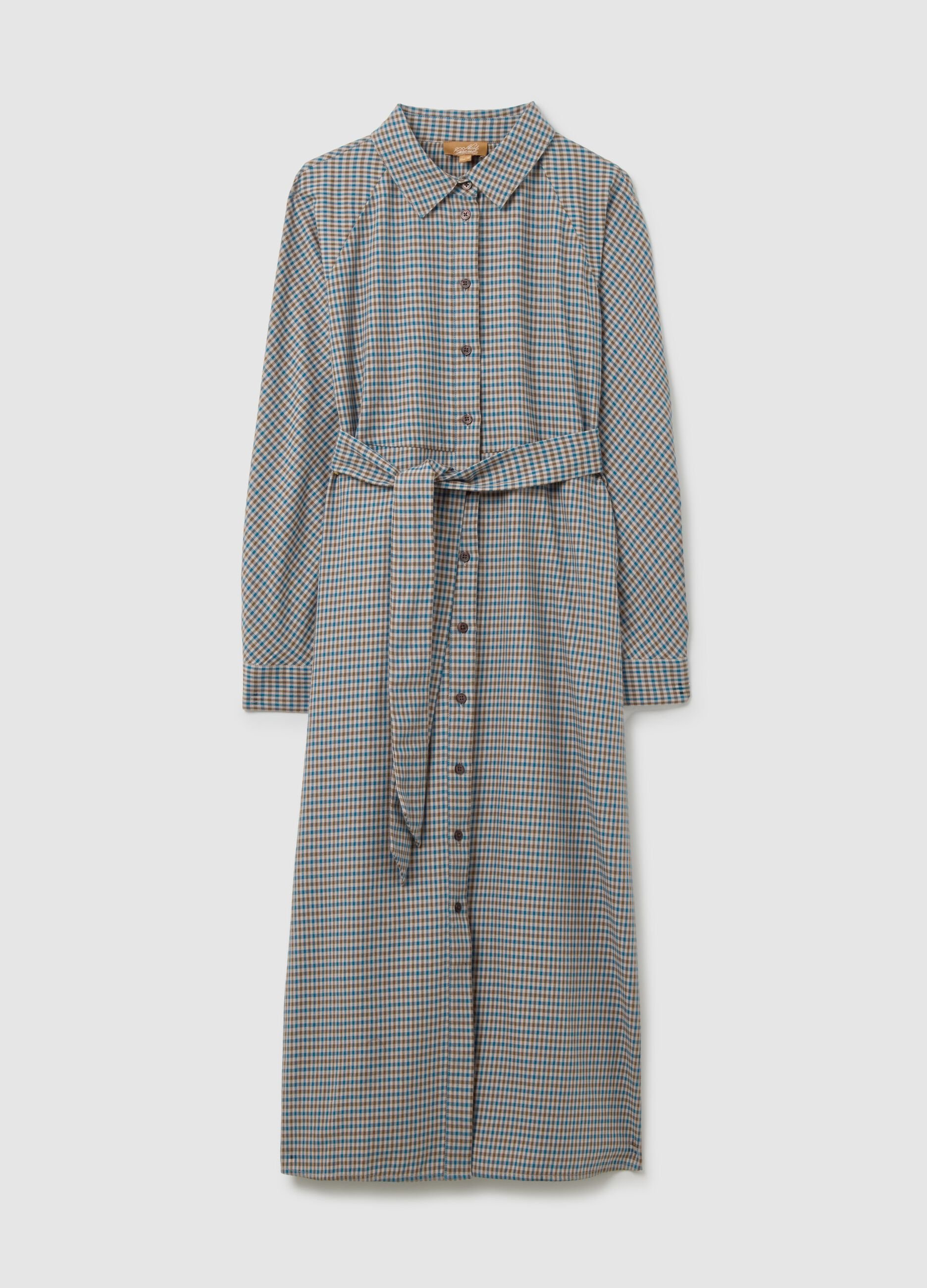 Multicoloured Maternity Dress with Micro Checks