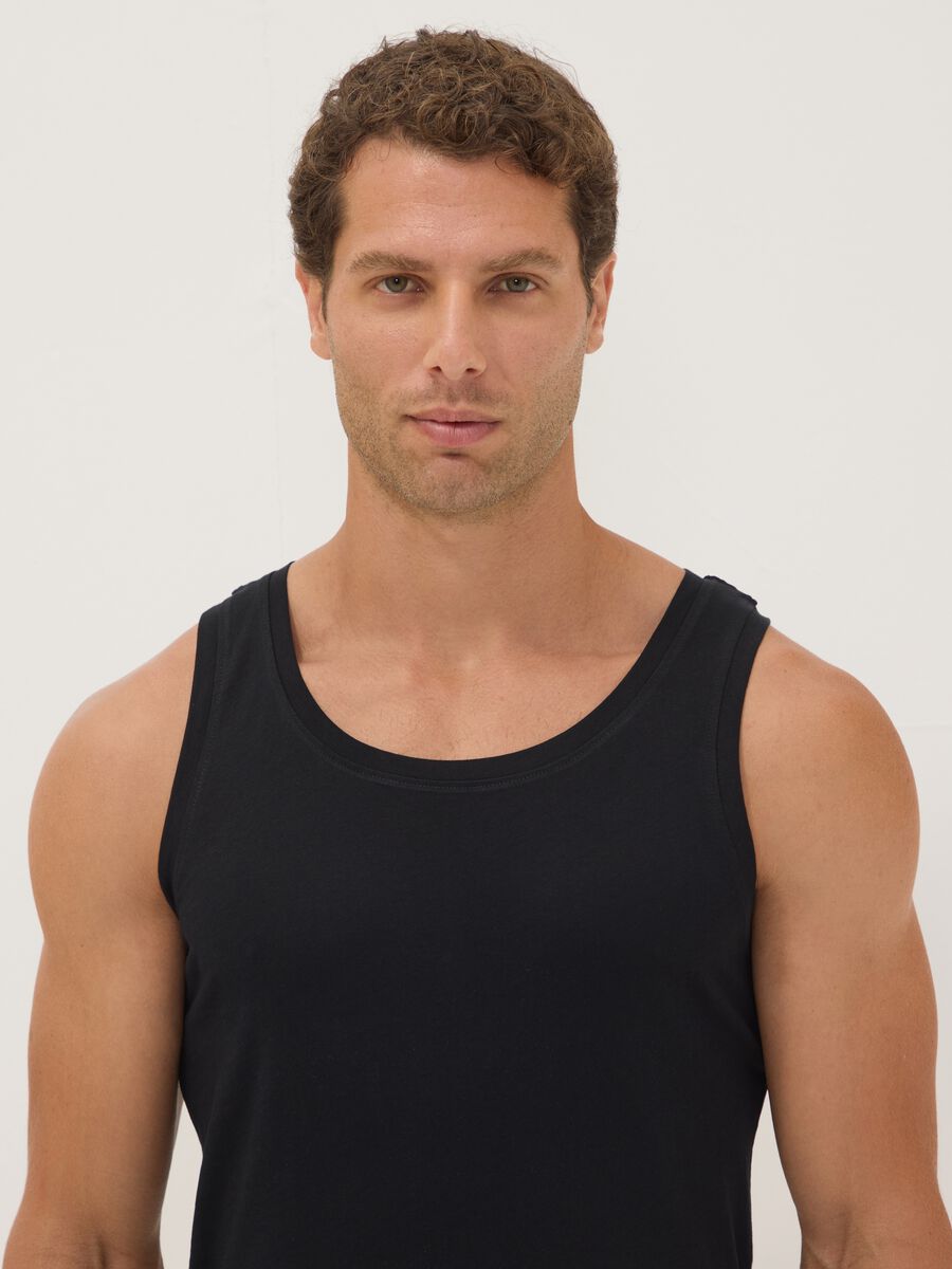 2-pack of black vests in pure extra-fine cotton_0