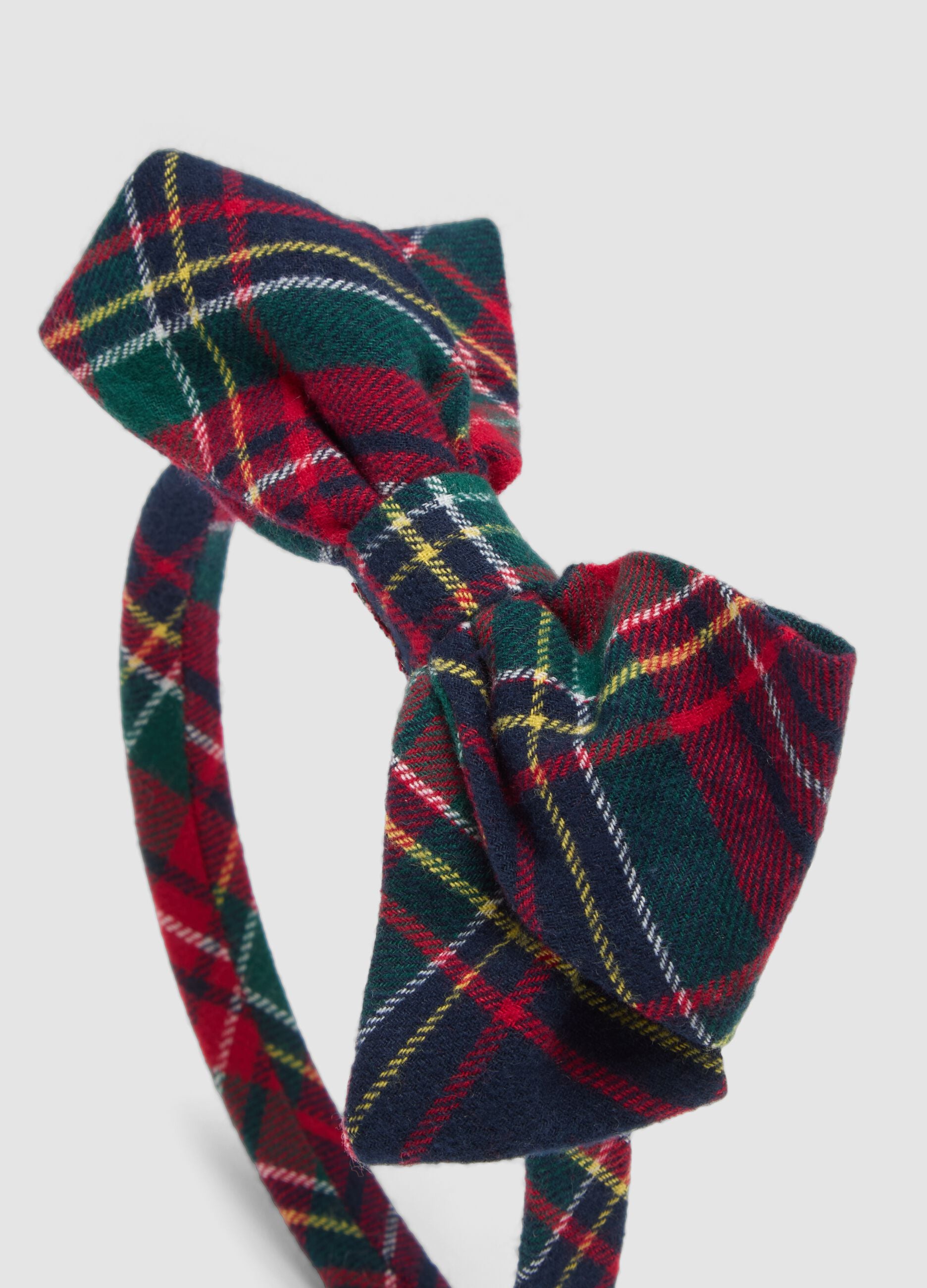 Red gingham headband with bow