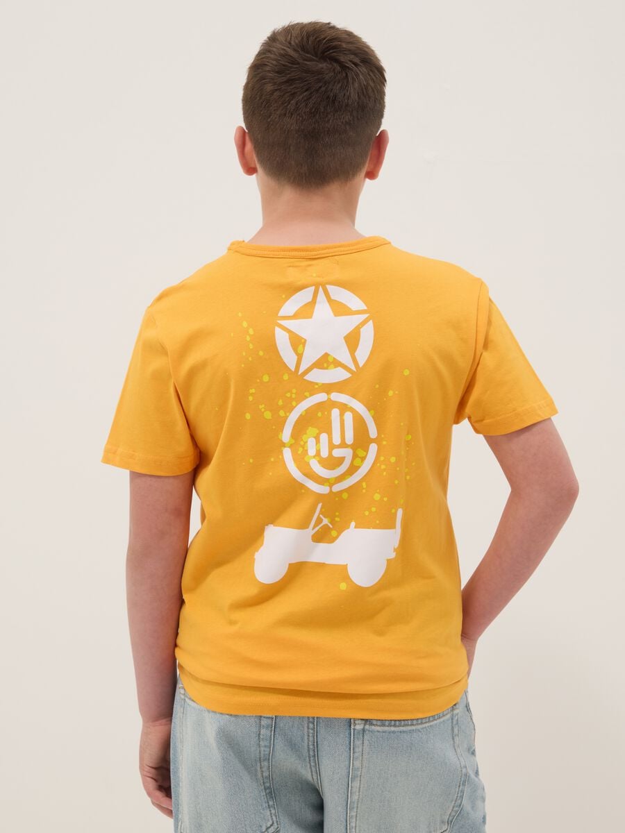 T-shirt in puro cotone arancione da bambino regular fit con stampa_1