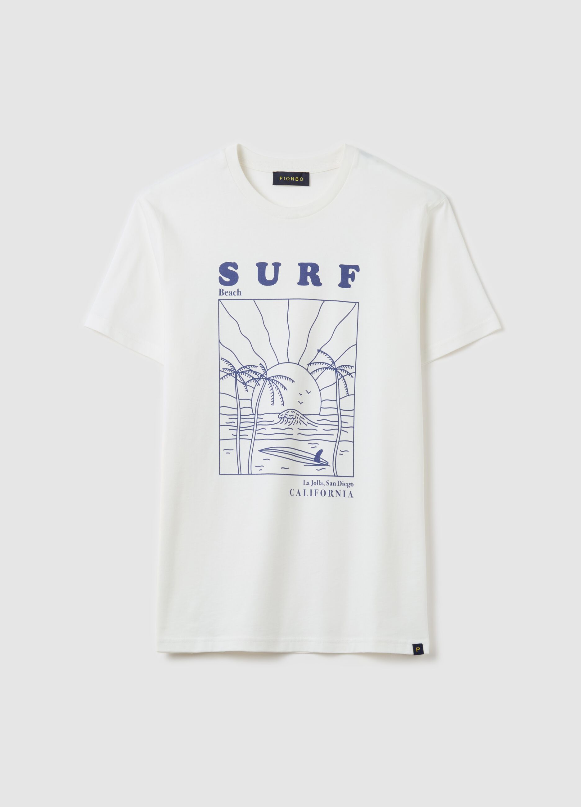 White T-shirt with California surf graphic print
