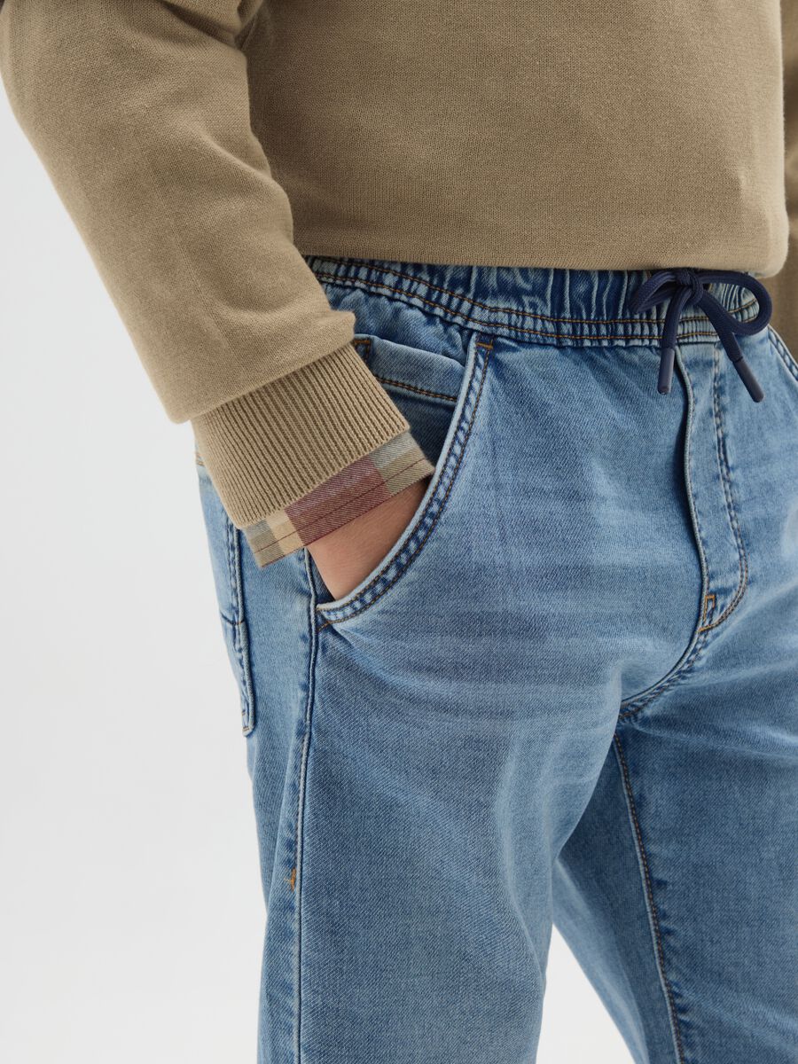 Boys' Regular Fit Blue Cotton Jog Denim_2