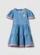 Girls' regular fit blue denim pure cotton dress with ruffles_0