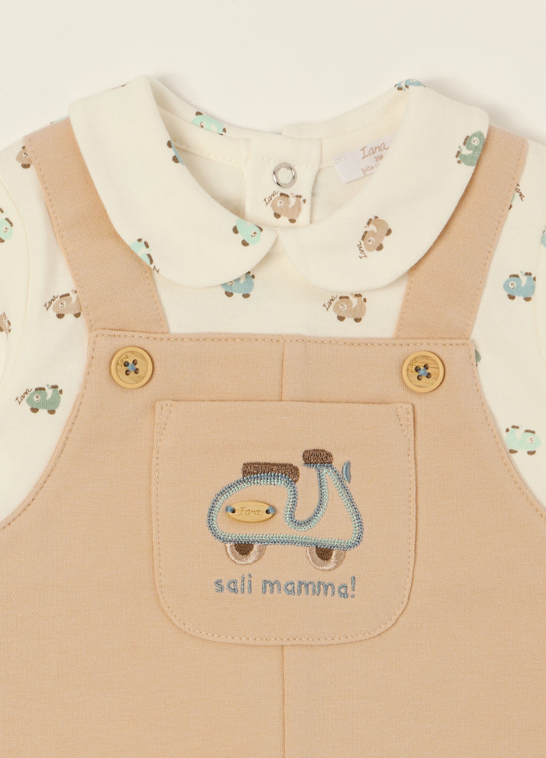 Multicolour 100% cotton baby romper with scooter motif
