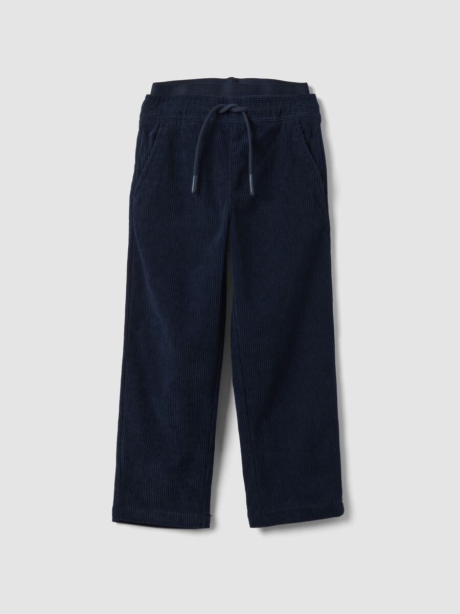 Jogger blu a coste regular fit con vita elasticizzata_0