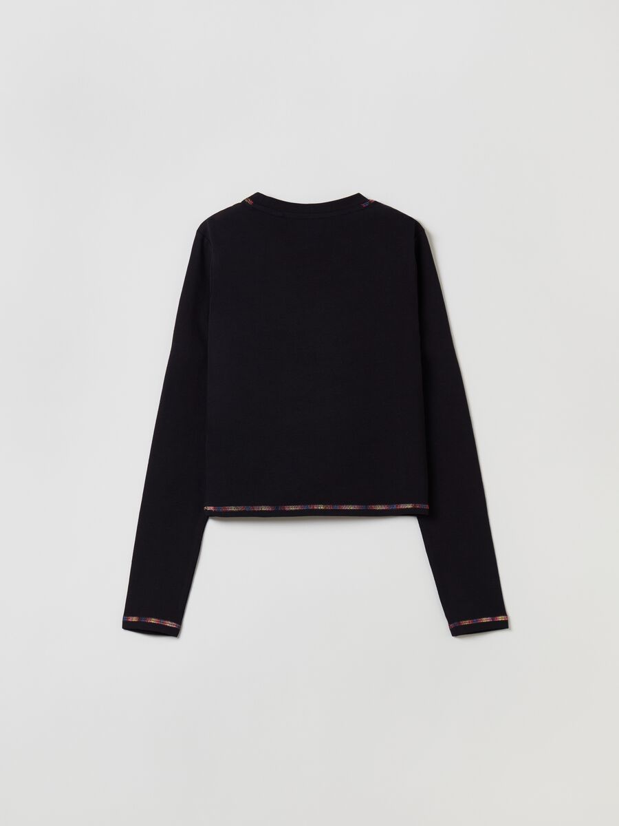 T-shirt a maniche lunghe con cuciture multicolor_1