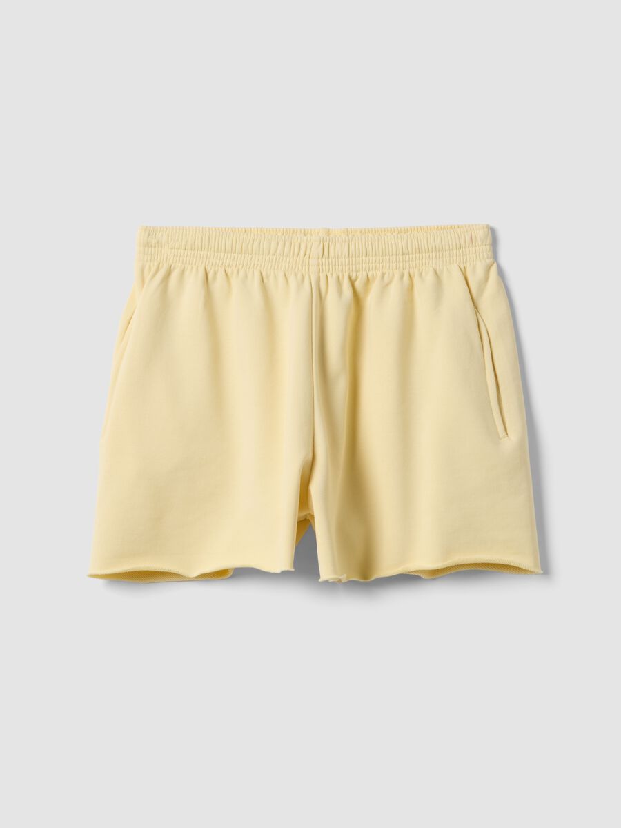 Yellow cotton-blend shorts with elasticated waist_4