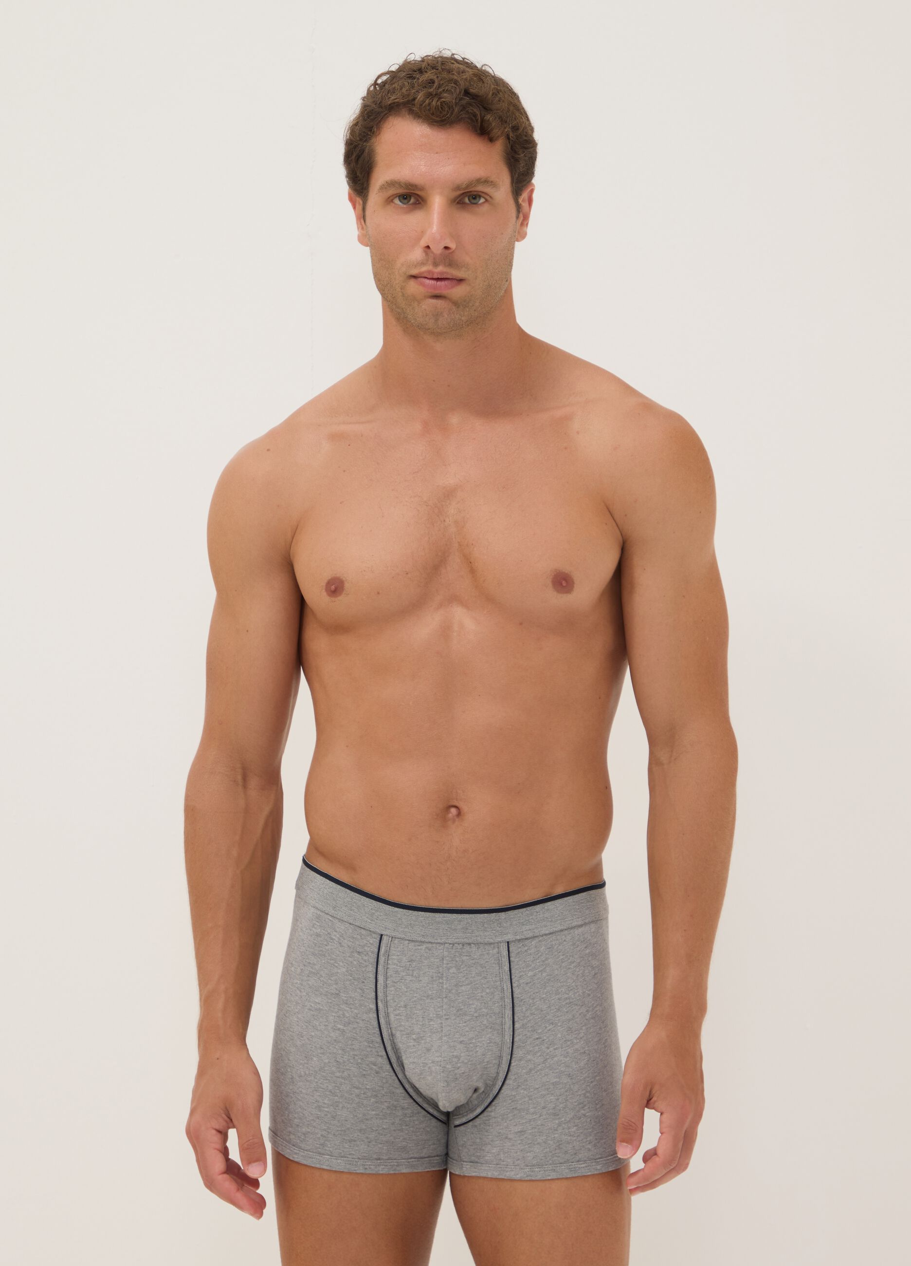 2-pack of grey Supima stretch cotton boxer briefs
