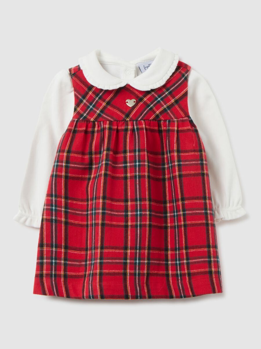Multicoloured checked baby girl's cotton outfit, regular fit_0