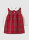 Multicoloured checked baby girl's cotton outfit, regular fit_0