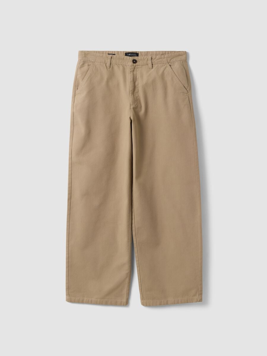 Pantaloni chino beige in puro cotone barrel fit_4