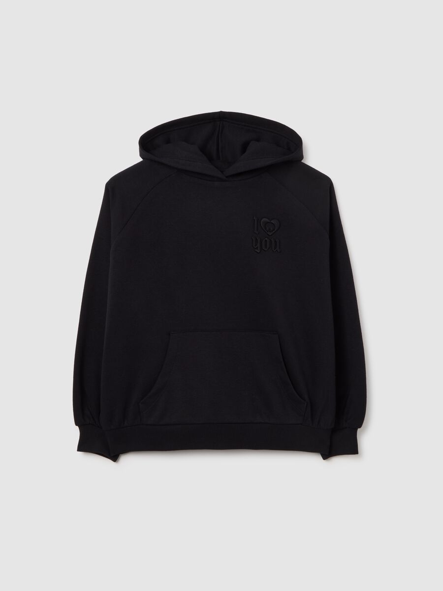 Girls' black cotton blend oversized hoodie_3