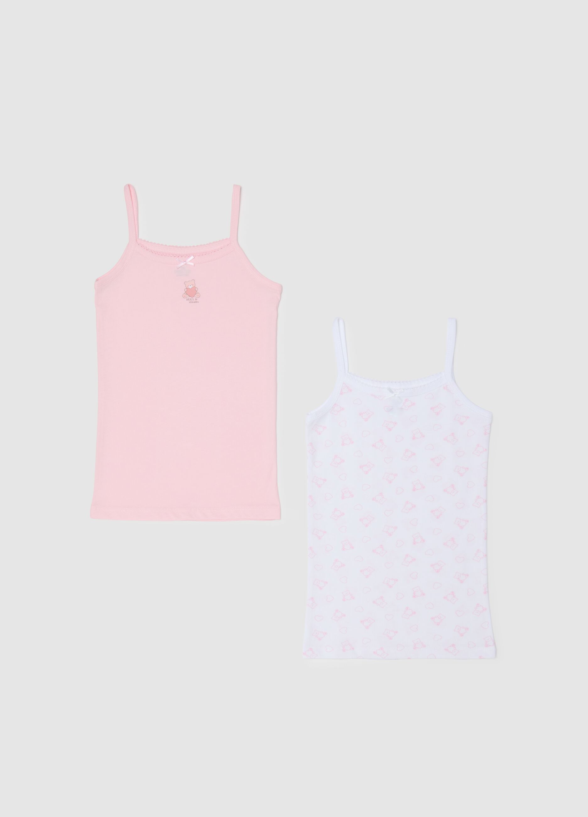 Multicolour pure cotton girls' vest twin pack