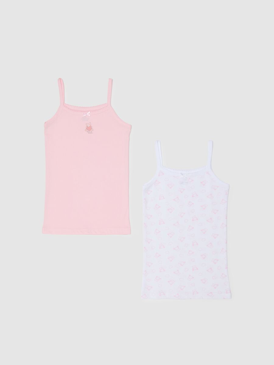 Multicolour pure cotton girls' vest twin pack_0