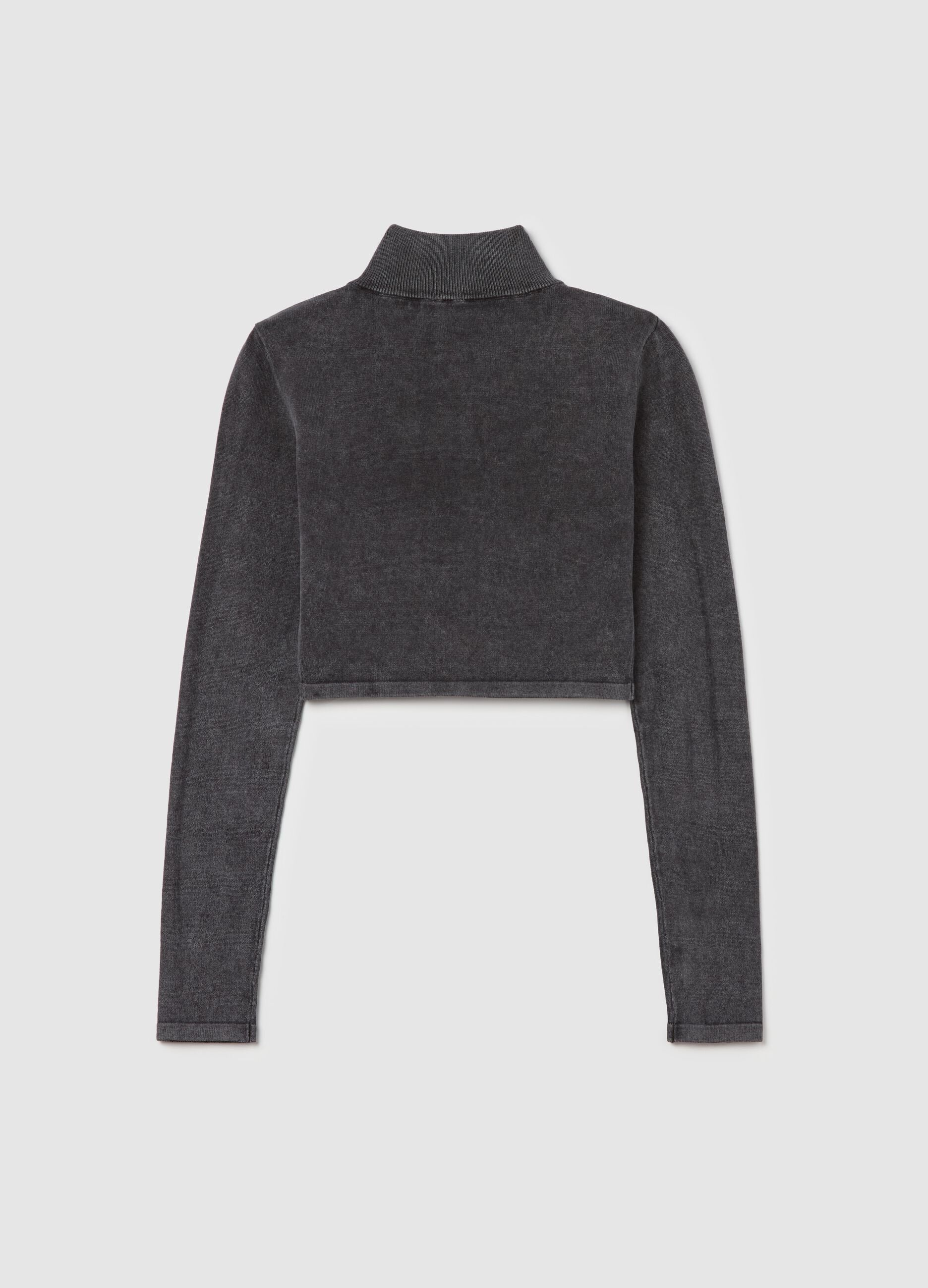 High Neck Knit Top Vintage Grey