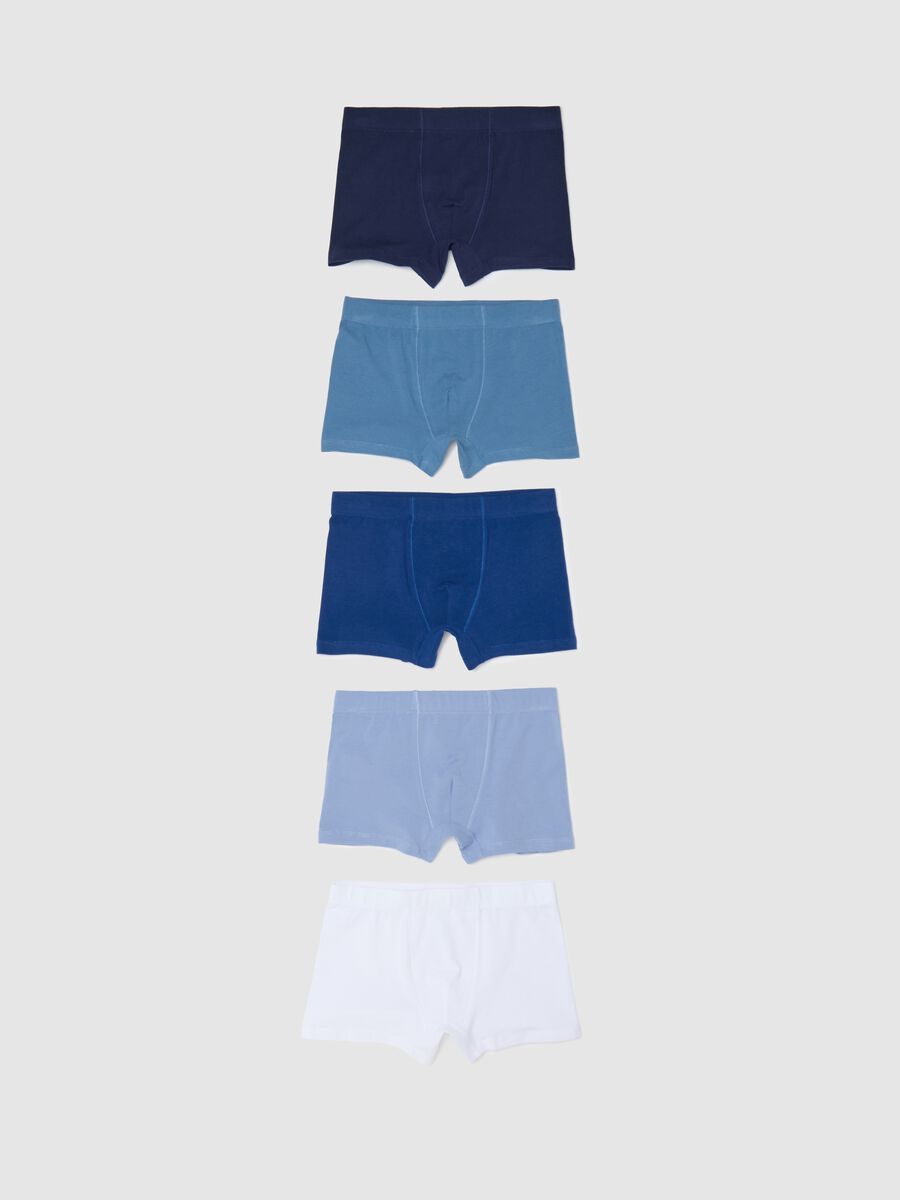 Set cinque boxer blu e bianchi in cotone elasticizzato _0