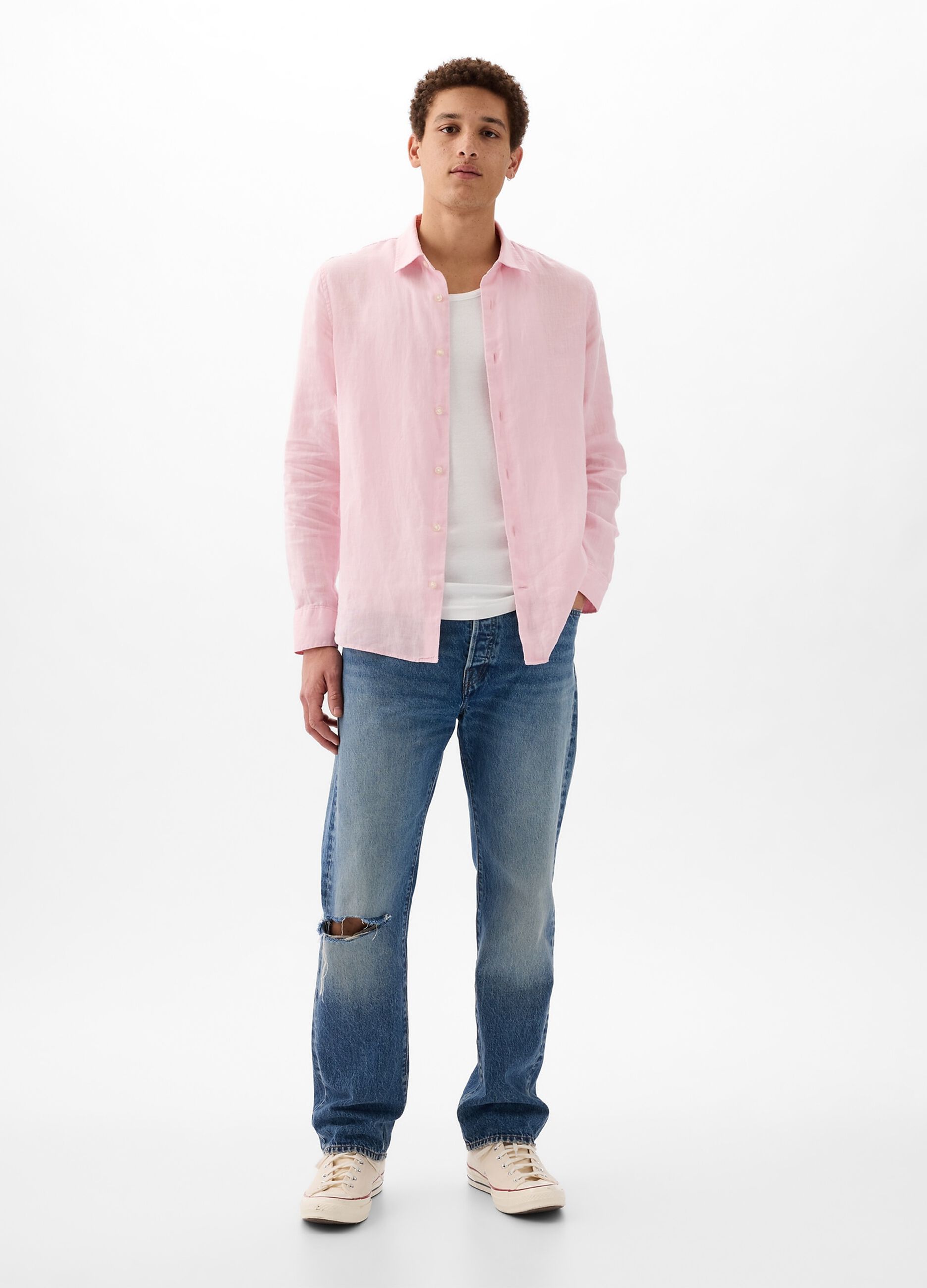 Regular-fit shirt in linen