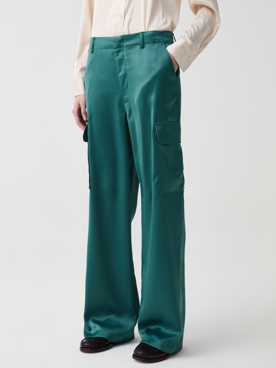 Cargo trousers in satin_1